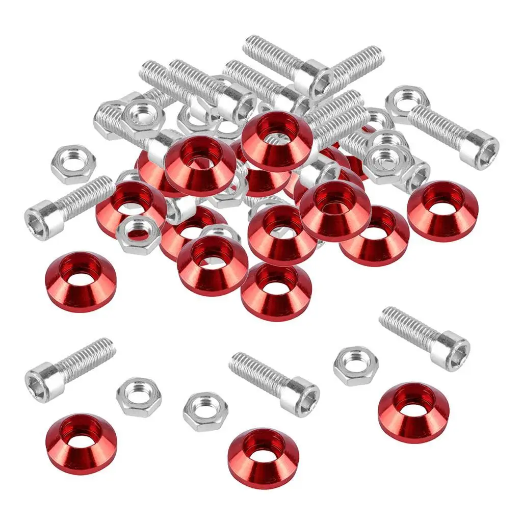 20pcs Aluminum Washers Engine Dress Up Bolts Assortment Kit for Car License Plate Frame, , Bumper