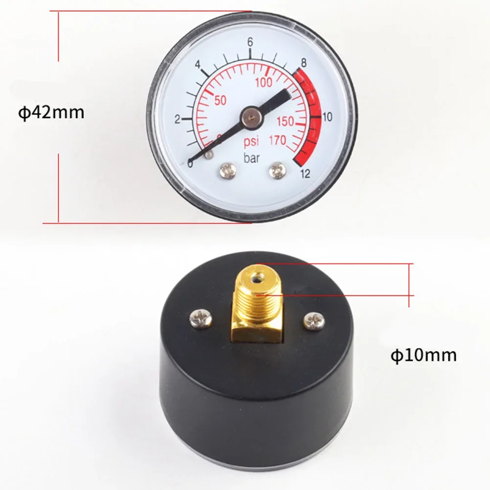 0-12Bar Pressure Gauge Air Compressor Gauge 39 X 41mm Size Accurate Measurement Black And White Color For Industrial Use