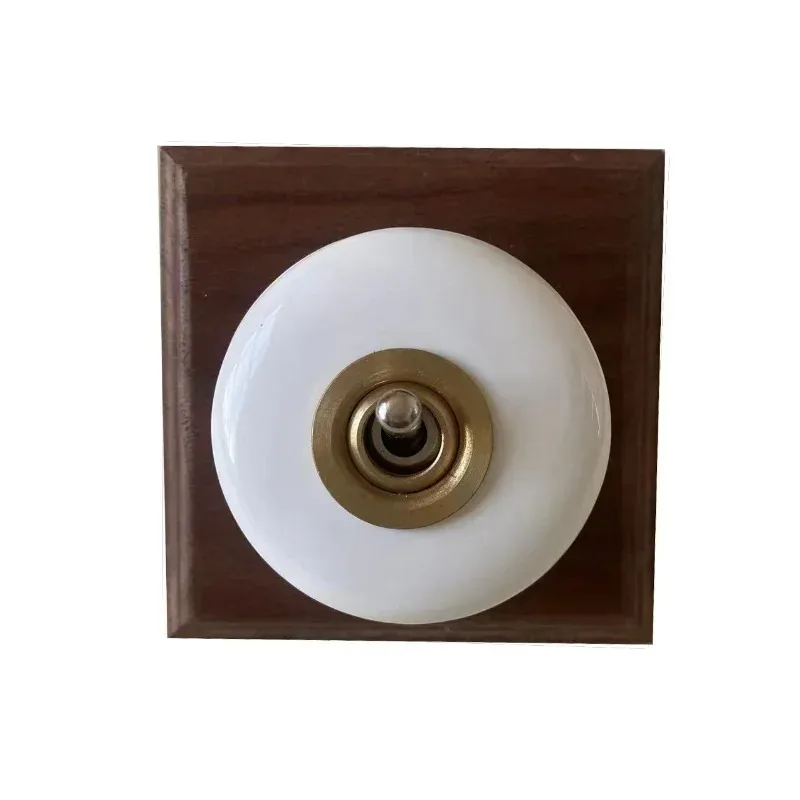 Ceramic Round Toggle Switch Retro LED Lever Black White Simple Decorative Porcelain 2 Way Brass Wall Light Switch Modern Style