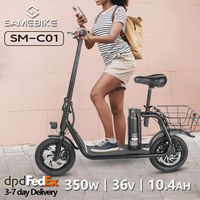 Samebike SM-C01 Foldable Electric Scooter With Seat 350W Mini ebike with 36V 10.4Ah Removable Battery