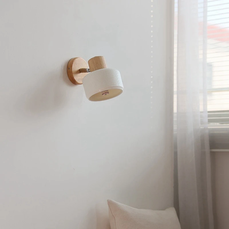 Nordic Modern Wall Lamp Sconce Home Bedroom Living Room Decor Up Down Rotate Ceramic Indoor Bathroom Stair Light-A50M