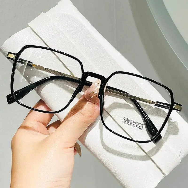 Square Blue Light Blocking Glasses Man And Women Black Oversized Optical Eyeglasses Vision Spectacles Big Frame Computer Eyewear