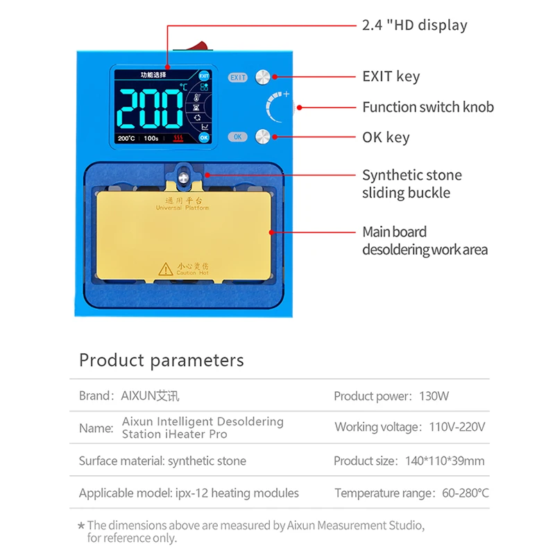 

Aixun iHeater Pro Smart Desoldering Station for IP X to 17Pro Max Motherboard Layered Heating CPU Chip Degumming Platform