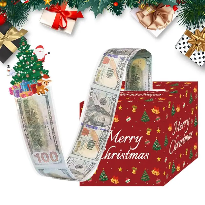 Christmas Cash Gift Box With Card Funny Pumping Money Boxes Creative Merry Christmas Gifts For Men Women Festive Parties