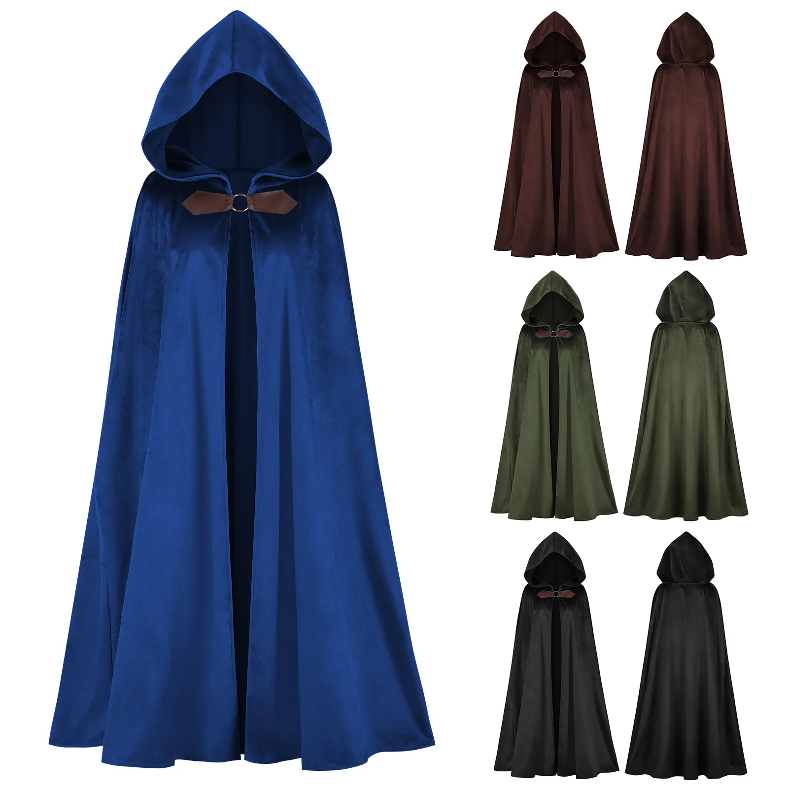 

Костюмы на Хэллоуин, женская накидка в стиле ретро средневековья, плащ с капюшоном для косплея, мужской длинный халат, карнавальный наряд для вечеринки, 123 см