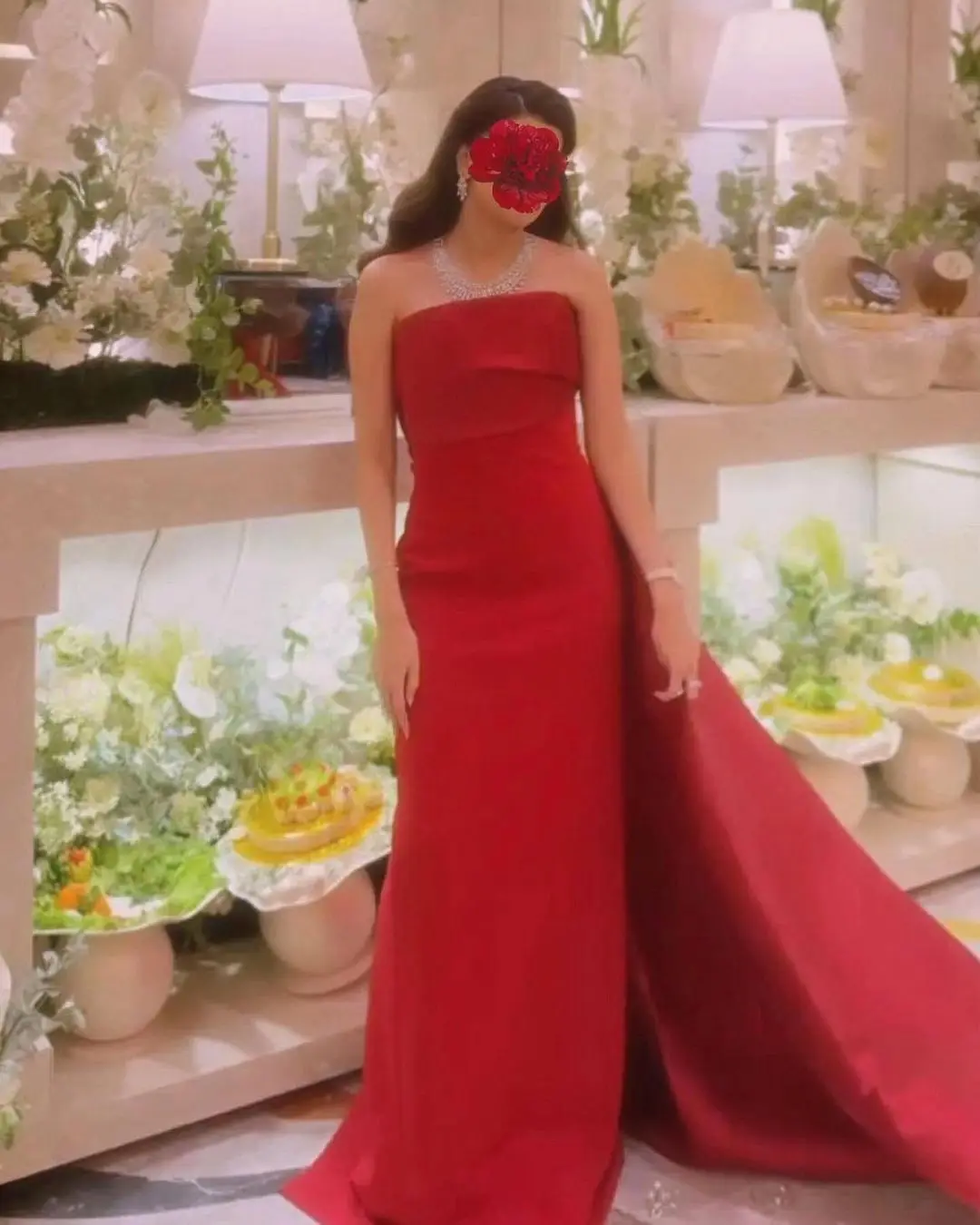 

Customized Mermaid Sleeveless Prom Dresses Red Strapless Bridesmaid Dress Floor Length Long Special Party Dresses