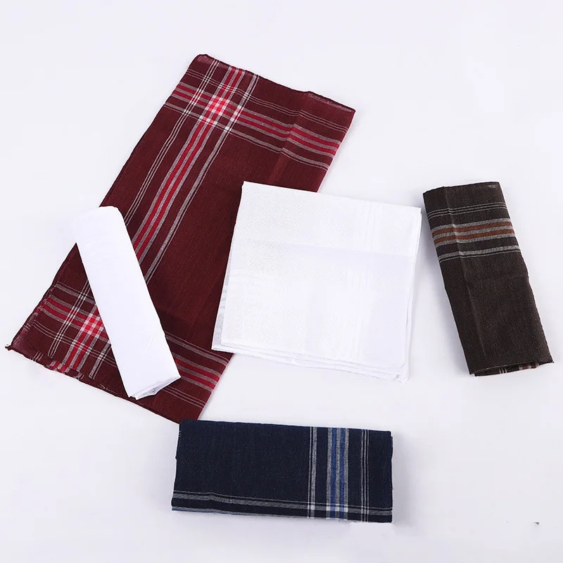 12pcs/lot Random Square Stripe Handkerchiefs Men Pocket Cotton Towel For Wedding Party Business Suit Accessories 손수건