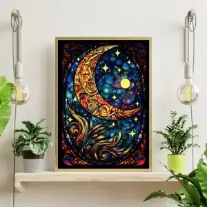 300-1000Pcs Stained Glass Moon Jigsaw wooden Puzzle Vibrant Colors Detailed Design Perfect Gift for Beginners Puzzle Collectors