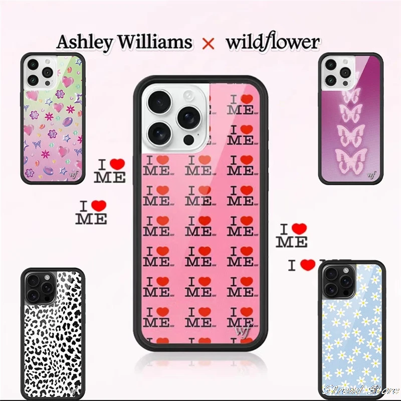 Wildflower I Love Myself Ashley L Love Me Phone Case For iPhone 12 13 14 15 16 Pro Max WF Cute Cartoon Butterfly Daisy Cover