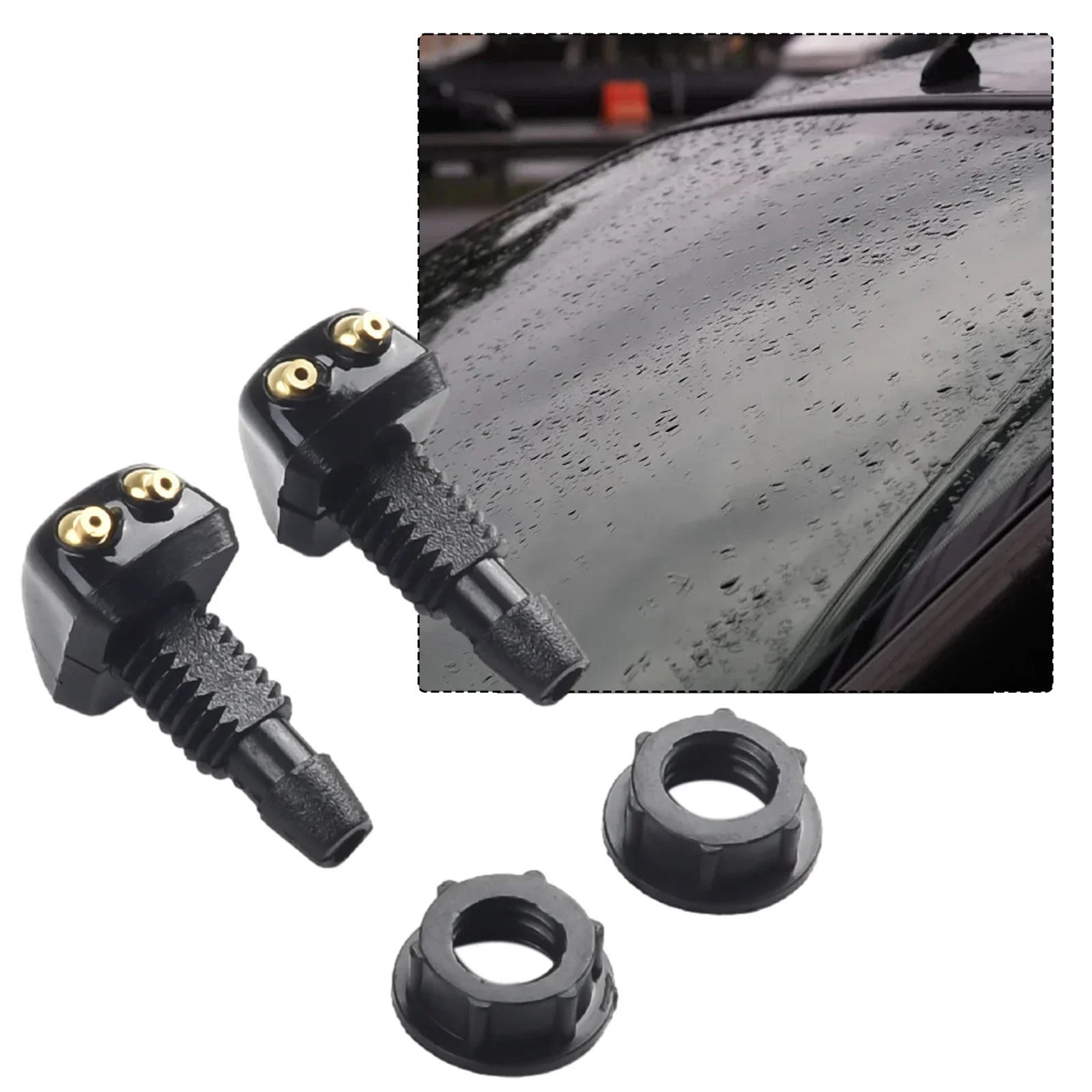 2Pcs Car Windshield Wiper Washer Spray Nozzle Car Double Holes Windshield Washer Nozzle Wiper Water Spray Jet Auto Parts