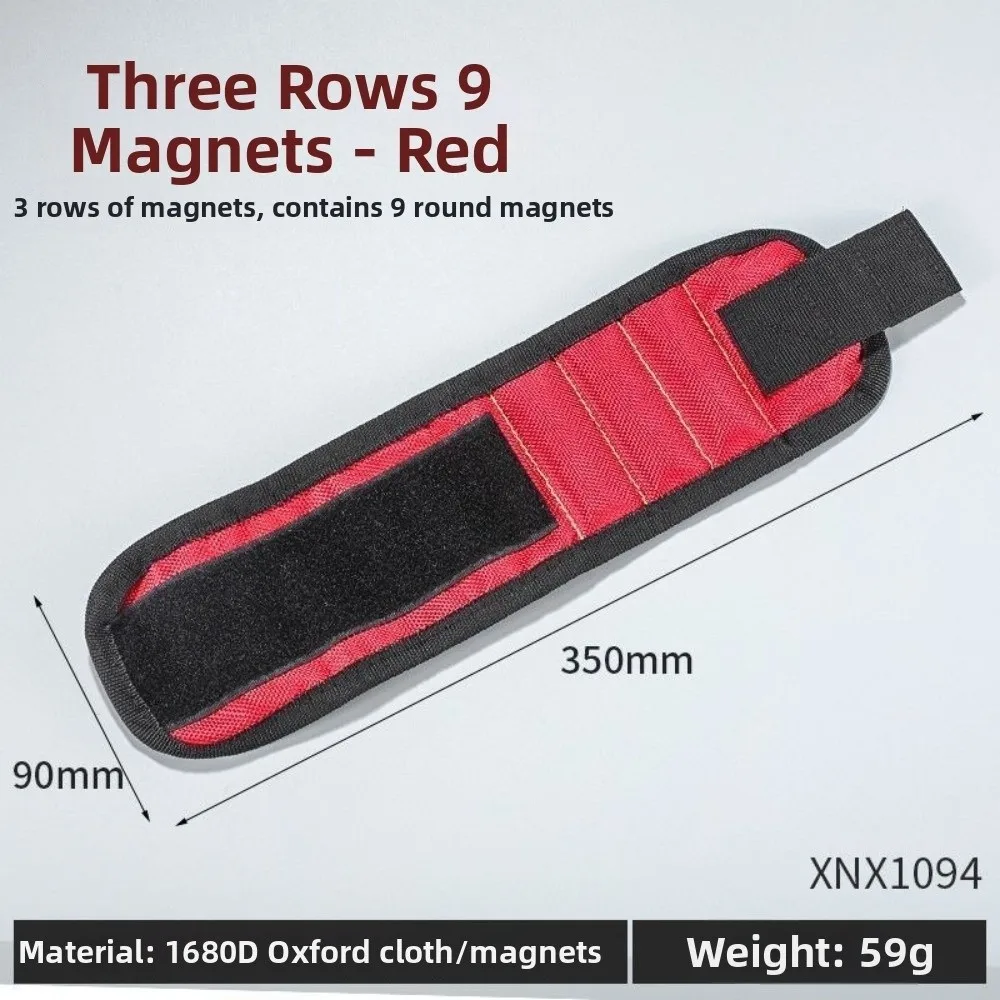 Oxford Cloth Magnetic Wristband Hook-and-Loop Closure Adjustable Magnetic Wrist Tool Holder Multi-Pocket Structure Portable