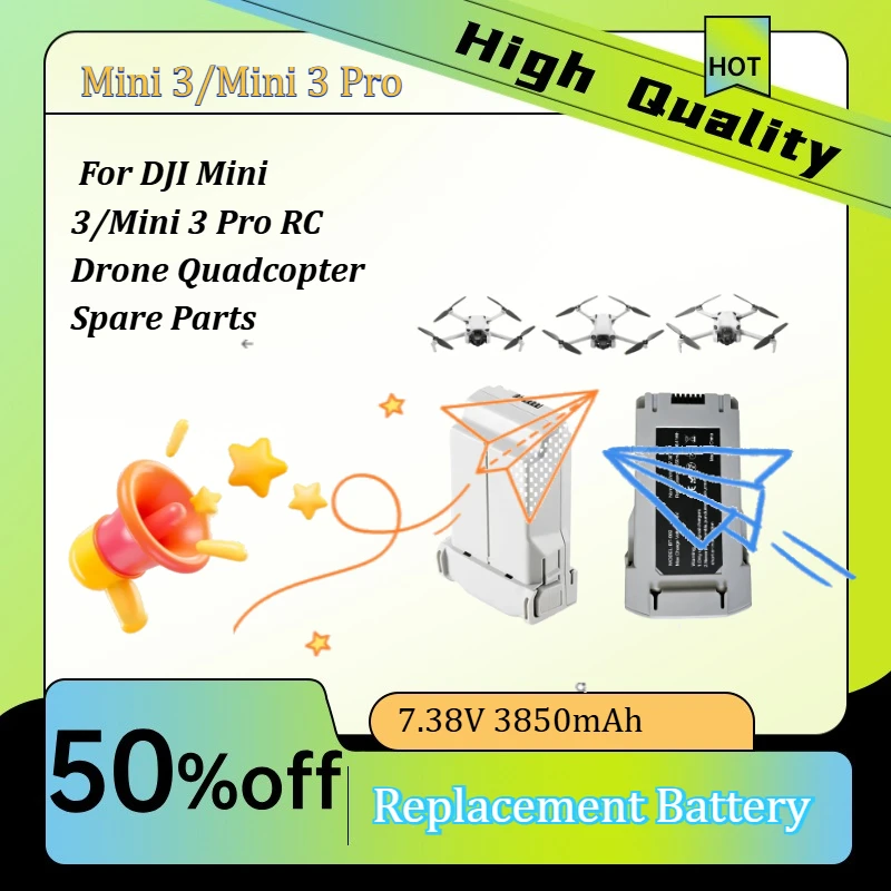 Mini3 7.38V 3850mAh High Flight Time Li-Polymer Replacement Battery for DJI Mini 3/Mini 3 Pro RC Drone Quadcopter Spare Parts