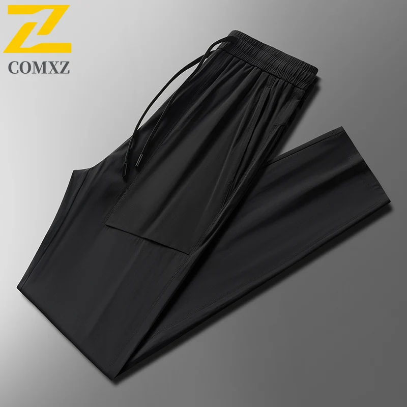 Men Casual Pants Ice Silk Comfortable Breathable Sweat Absorbing Fashionable Versatile Straight Leg Pants Outdoor Fitness Pants