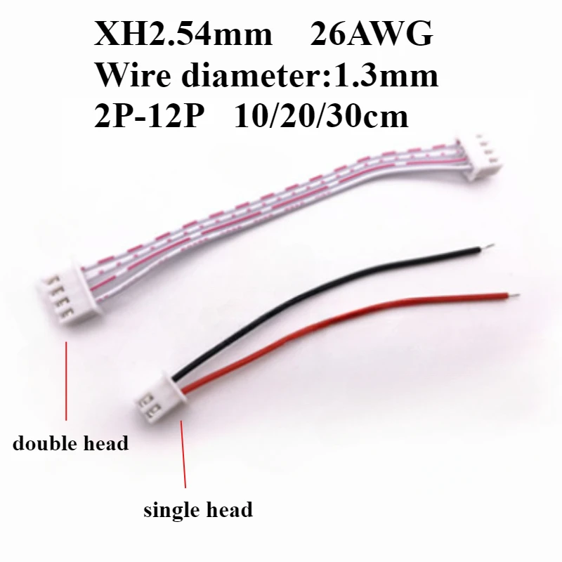

50Pcs XH2.54mm PH2.0mm Single/Double head 2P/3P/4P/5P/6P/7P/8P/9P/10P/12P Terminal Wire Length 10/20/30cm 26AWG Electronic Wire