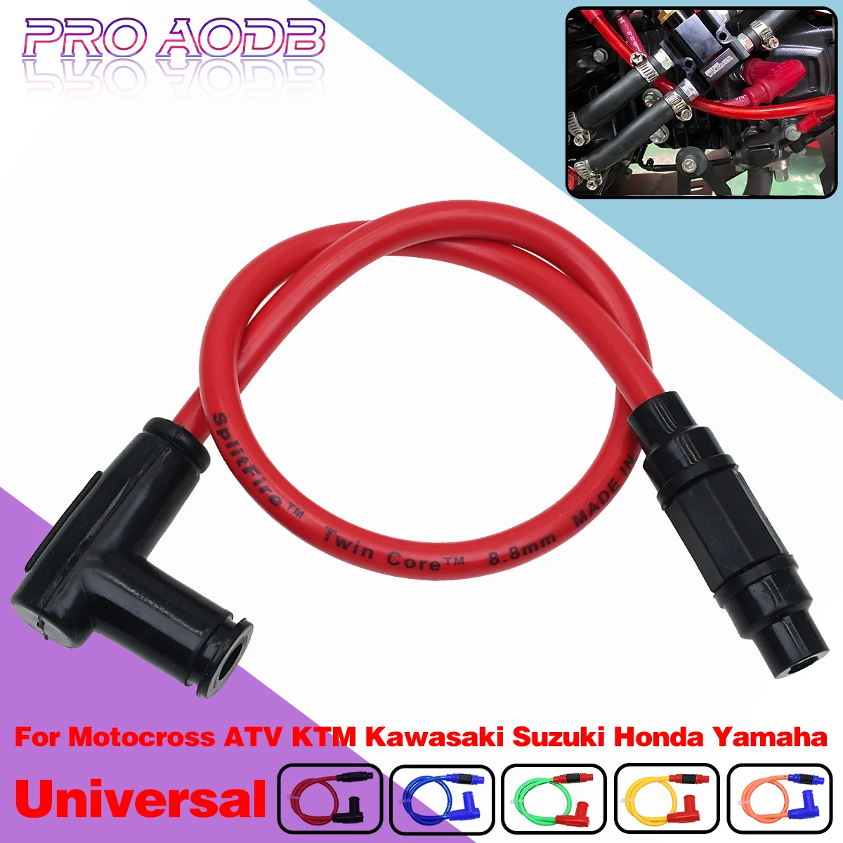 

8.8mm Motorcycle High Quality Silicone Rubber Lgnition Coil Spark Plug Iridium Power Cable For KTM Honda Yamaha Kawasaki Suzuki