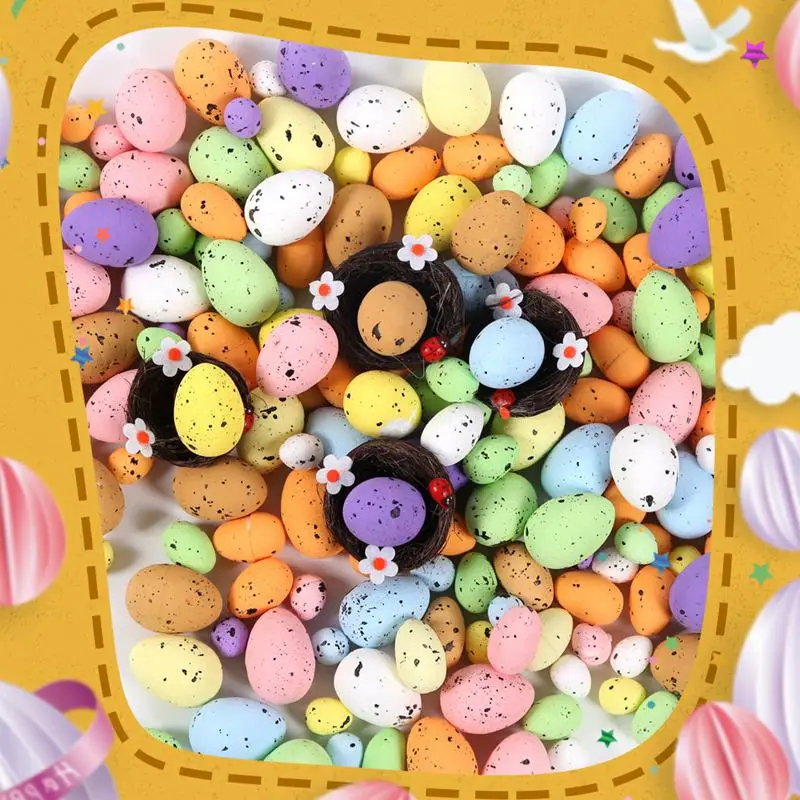 20/50pcs Mini Schiuma Uova di Pasqua Colorate Uova di Uccelli Finti Festa di Pasqua Decorazioni per la Casa Regali per Bambini Favore FAI DA TE Buona Pasqua Decorazione 2025