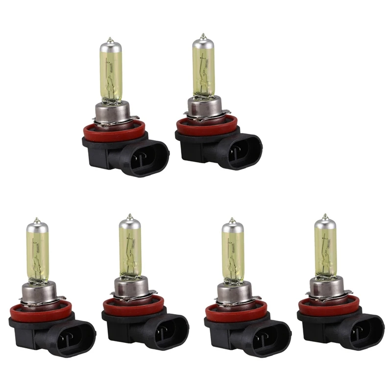 6 Pcs Dc 12V 55W H11 3000K Super Yellow Car Foglight Light Bulb Lamp