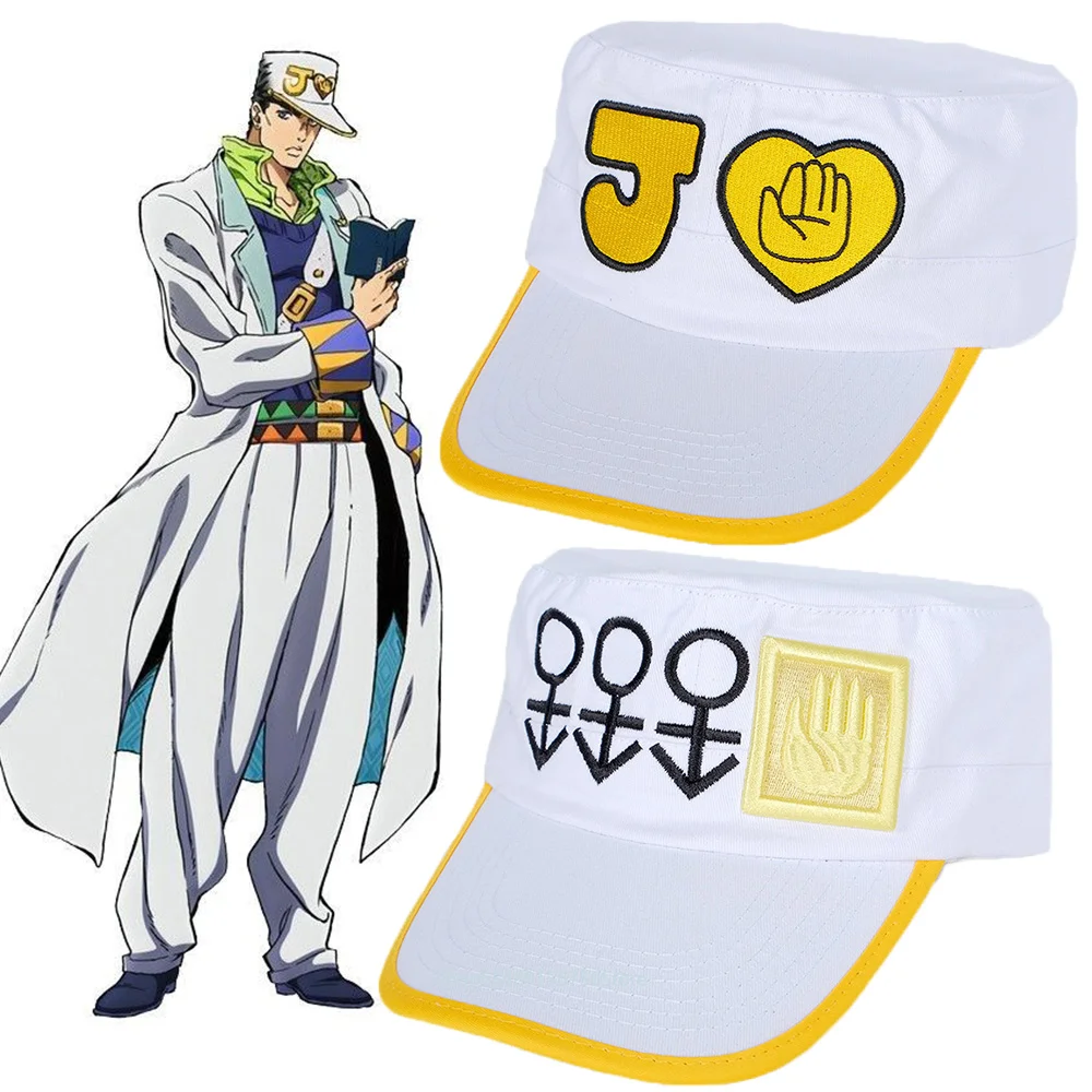 Anime JOJO's Bizarre Adventure Hat Kujo Jotaro Cap Giorno Giovanna Golden Wind Cosplay Costume JoJo White Hat Birthday Gift