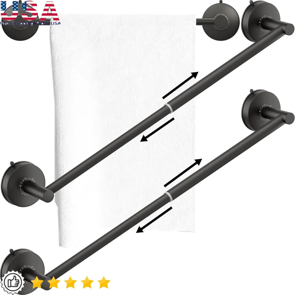 

Adjustable Suction Cup Towel Bar Set of 2 Stainless Steel Bathroom Holder Ideal Smooth Surfaces Efficient Bath Towel Storage