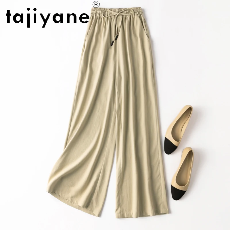 TAJIYANE 100% Natural Mulberry Silk Trousers Womens Summer 2024 Luxury Clothes Women Wide Leg Pants Loose Pants Women Джибитсы