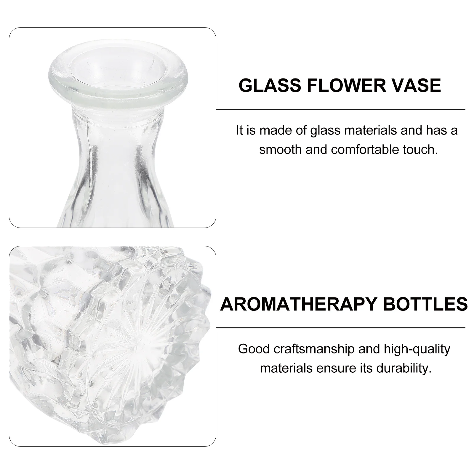 

1Set Transparent Glass Aromatherapy Bottle Wide Mouth Vase for Home Decoration Desktop Flower Arrangement Floral Container