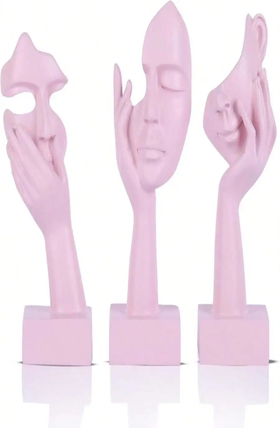 

3 Pcs Thinker Small Statue Set - Pink Art Abstract Home Accent Figurines For Decor Woman Apartment Bookshelf Floating Shelf Coffee Table Office Desk Bathroom Counter Decor (3 Pcs Pink, 6")