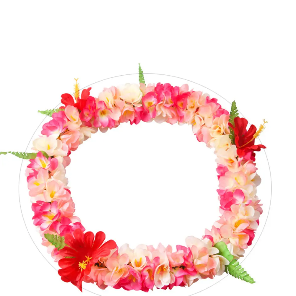 

4 Pcs Simulation Wreath Set Lifelike Floral Hawaiian Leis Make up Tropical Beach Party Decorations Garland