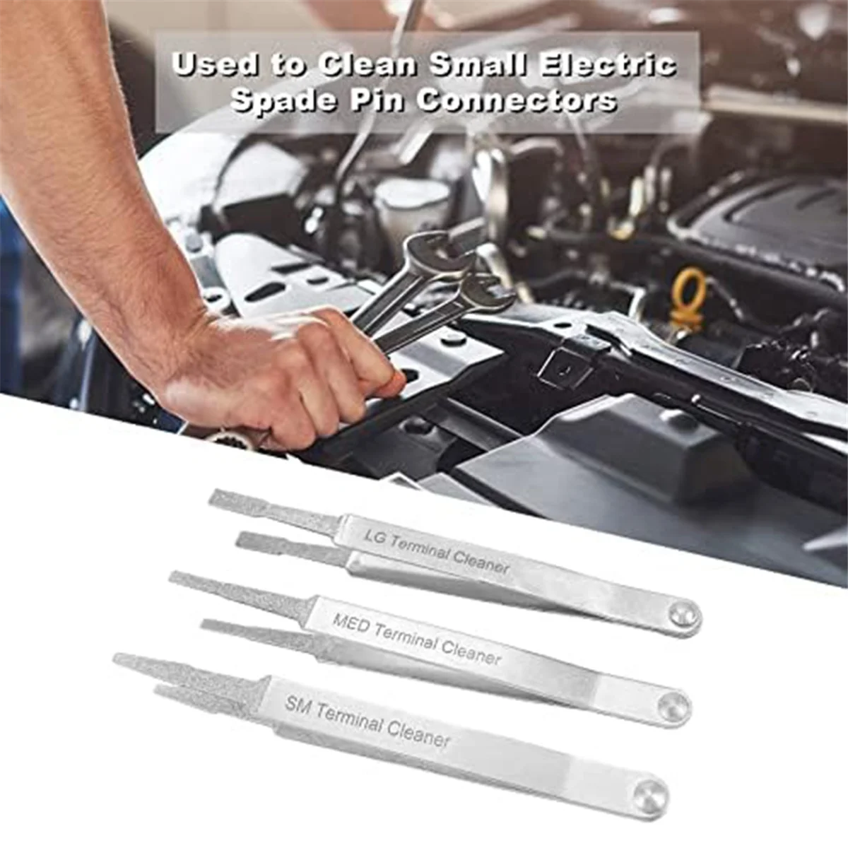 

JUF-Terminal Cleaning Tool, Car Battery Terminal Cleaner Kit for Small Electrical Spade Pin