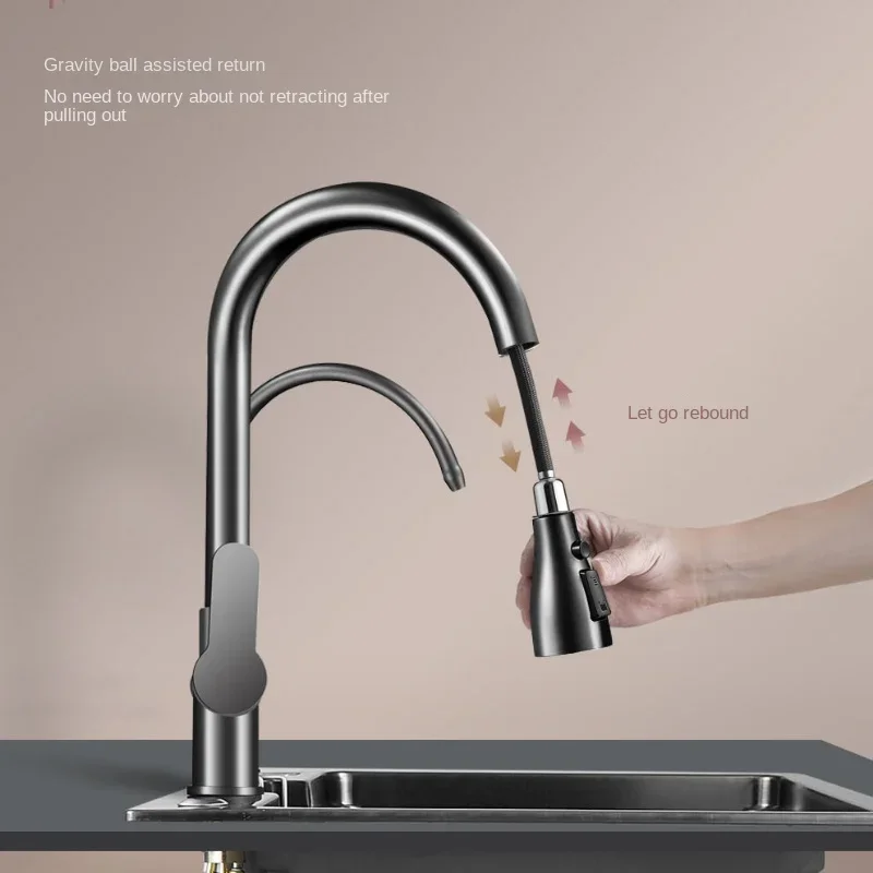 Pull-Out Black Pure Water Kitchen Faucet Hot Cold Mixer Tap Rotatable Filter Kitchen Fixture Ensuring Clean and Safe