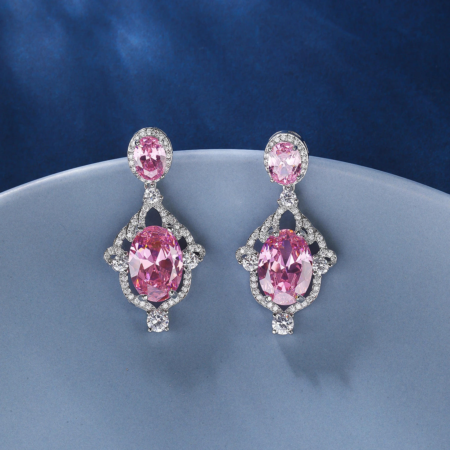 

Cubic Zirconia Crystal Water Droplets Dangle Women Engagement Party Earrings Jewelry Accessory CE12018