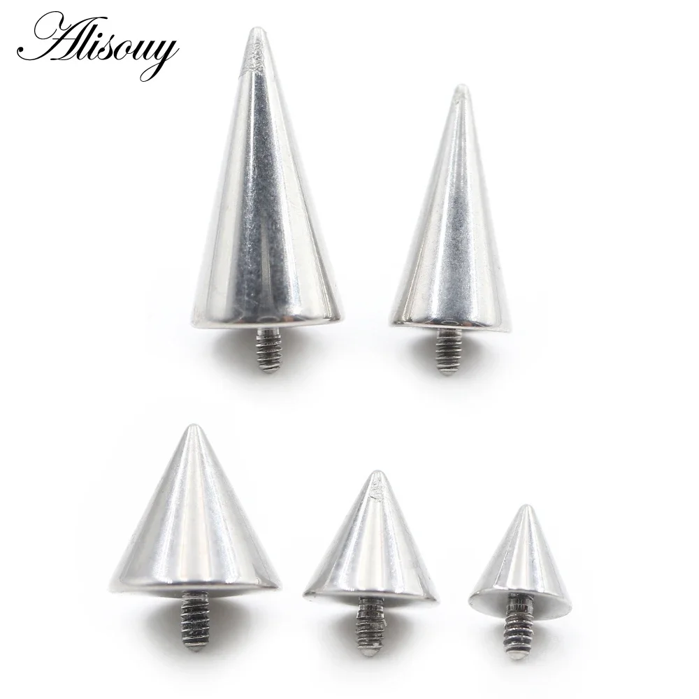 Alisouy 1PC Titanium Lip Ring Externally Thread Cone Spike Rivet Labret Ear Stud Earring Piercing DIY Body Jewelry Accessory