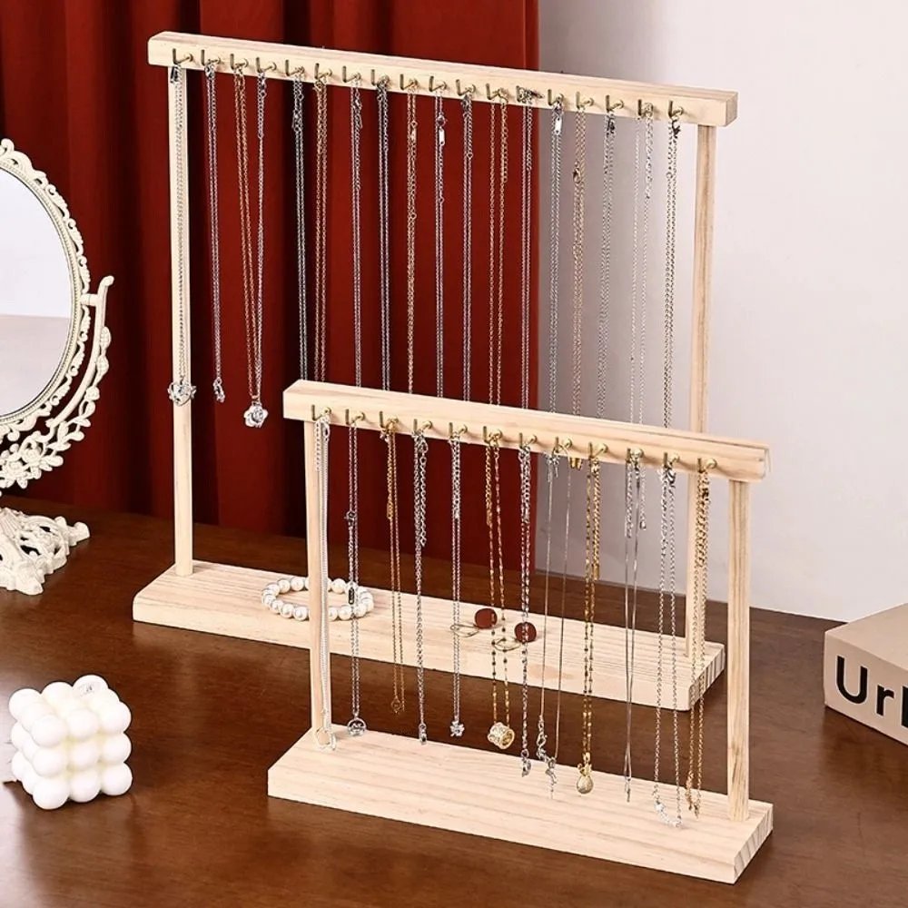 

Simple Portable Wood Necklace Stand Exquisite Bracelets Display Necklace Hanging Rack 12 /18 Hook Jewelry Jewelry Holder Desk