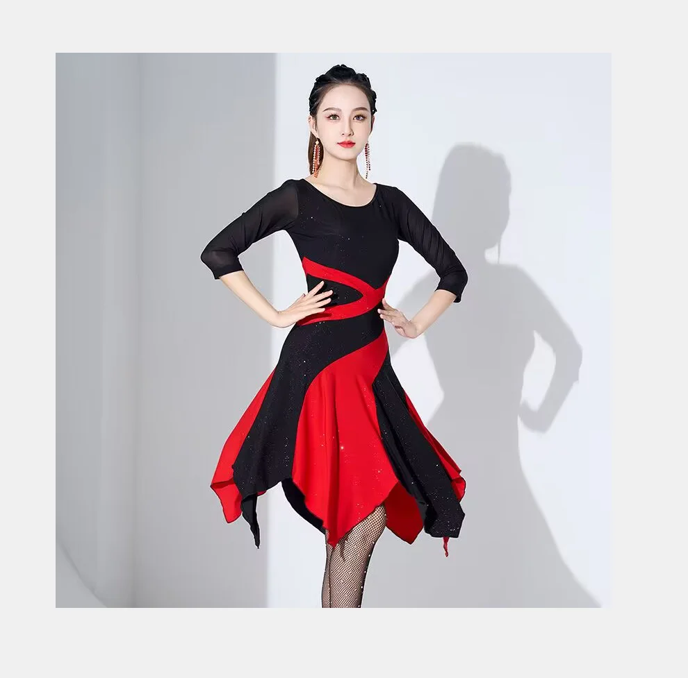 1 pcs/lot femme mode patchwork robe de danse latine dame cha cha tango robe de danse