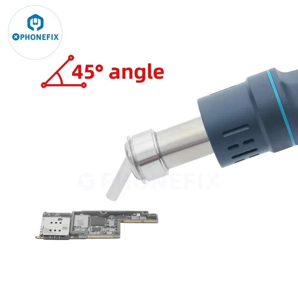 SUGON 45 Degree Curved Nozzle 7mm/10mm Bent Angle Heat Nozzle for SUGON 8610DX / 8620DX QUICK 861DW Hot Air Soldering Station