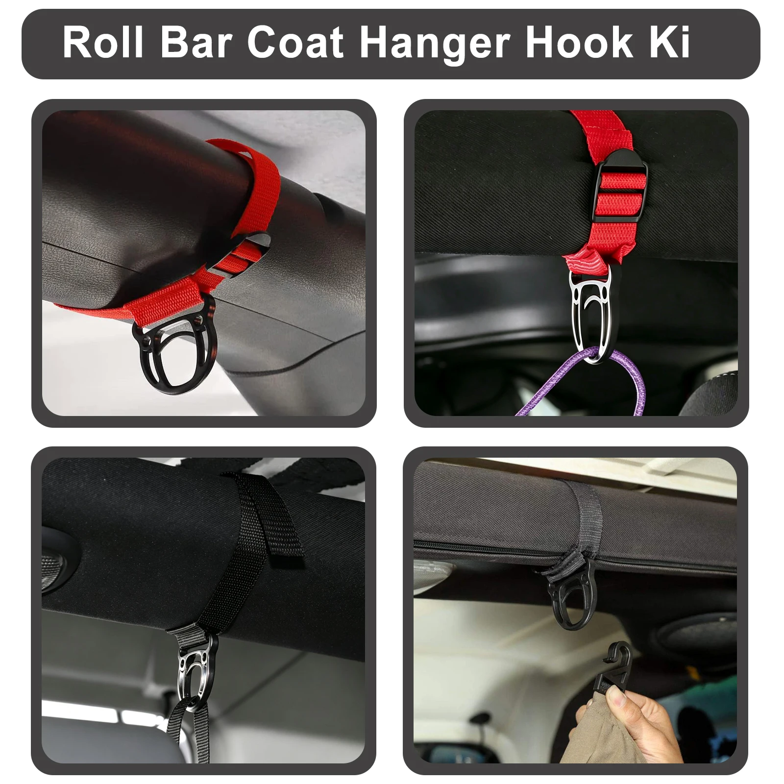 For Jeep Wrangler Unlimited CJ YJ LJ TJ JK JKU JL JLU 4XE Gladiator JT Clothes Rack Accessories Roll Bar Coat Hanger Hook Kit