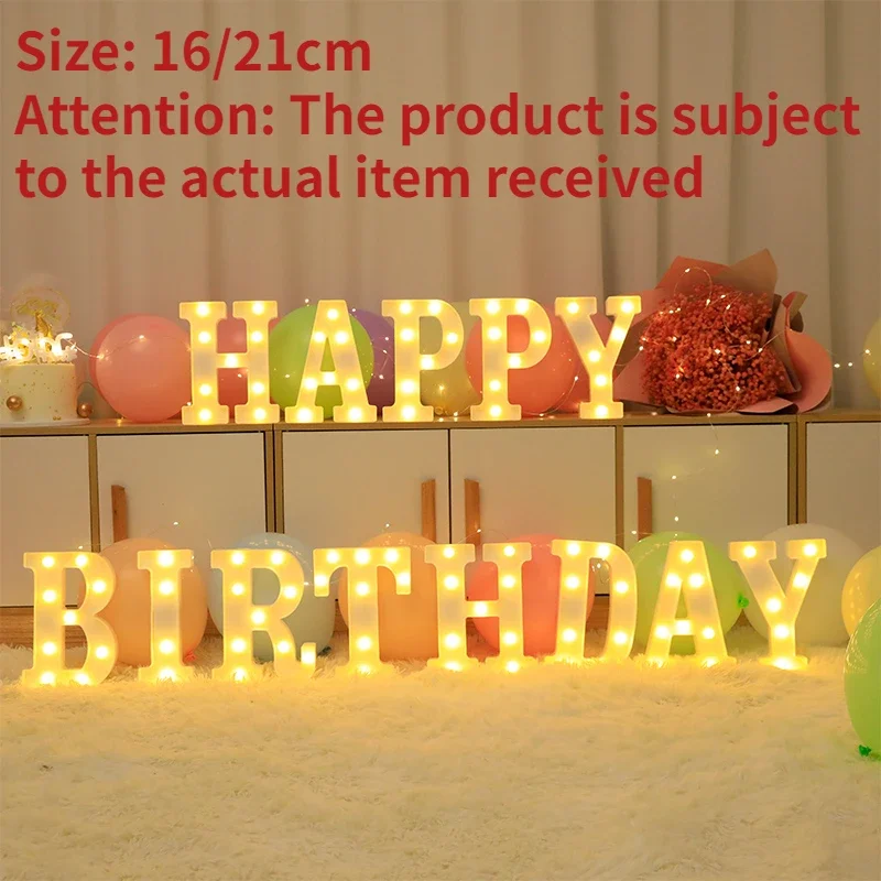 Luces LED con letras del alfabeto, lámpara luminosa decorativa para boda, para fiesta, dormitorio de bebé, decoración de luz nocturna para el hogar