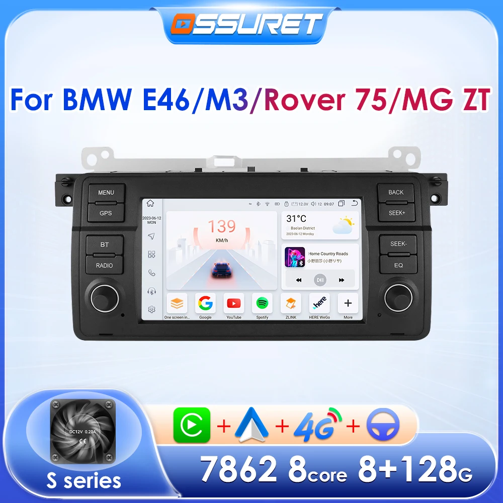 OSSURET Android 12 Car Radio for BMW E46 M3 1998-2006 Multimedia Video Player 2Din WIFI GPS Automotive Carplay No DVD Head Unit