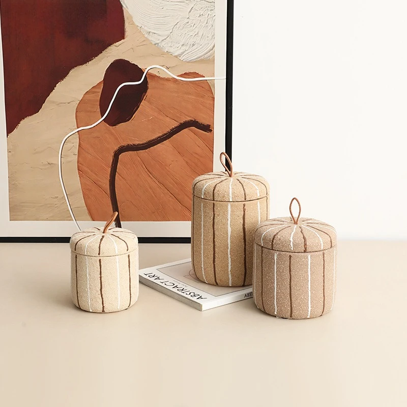 

New Chinese-style wabi sabi creative hand-painted coarse sand ceramic decorative jar, dining side cabinet decorative