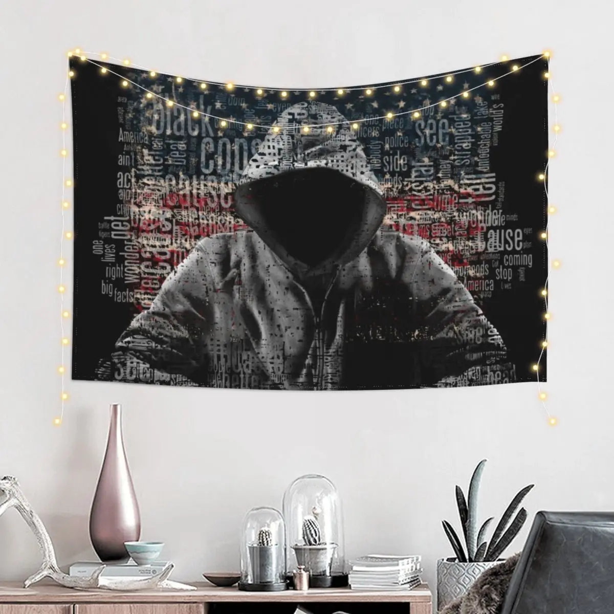 

Untouchable, T-Shirt, Eminem Revival Album, Word Cloud with Grunge American Flag Tapestry Nordic Home Decor Tapestry