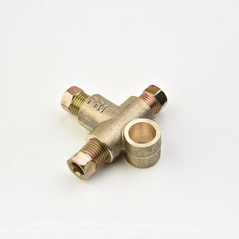 Car 3 Way Brake Pipe Fittings Parts T Piece Brake Pipe Connector With 3xM10 Male Nut Short Union Metric For Use With 3/16 Pipe