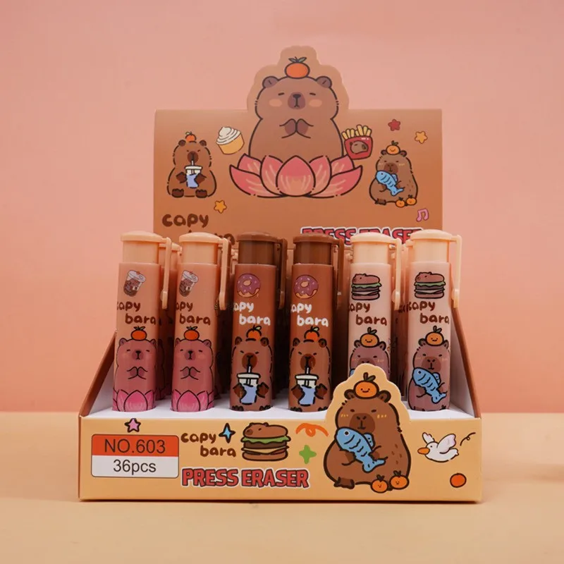 Capybara Eraser Sanrio Leave No Trace Eraser Replaceable Core Press Pen Type Press Eraser Cute Creative Modeling Children Gifts