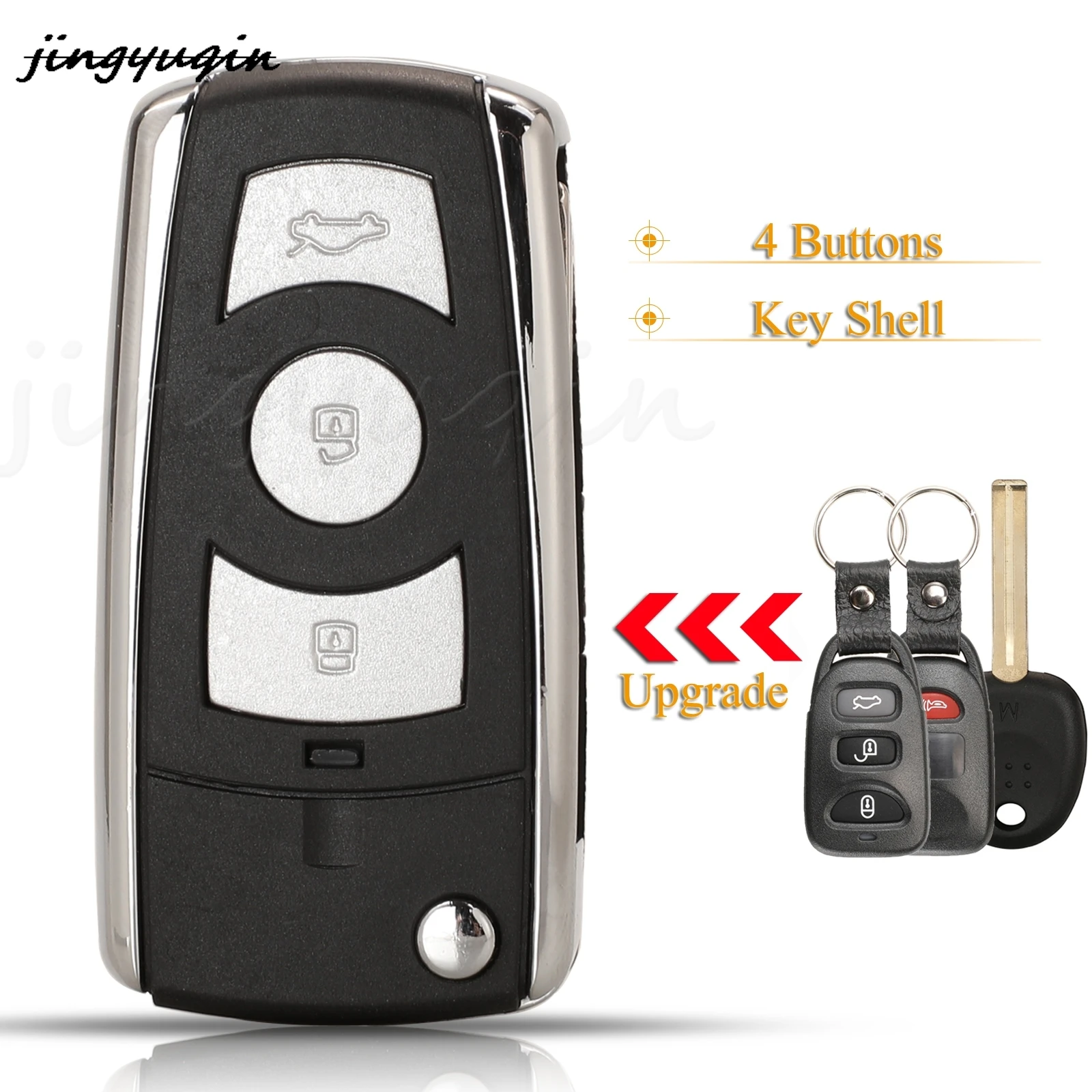 

jingyuqin 10pcs 4 Buttons Replacement Remote Car Key Shell Cover Case Fob For Kia For Hyundai Sonata Limited