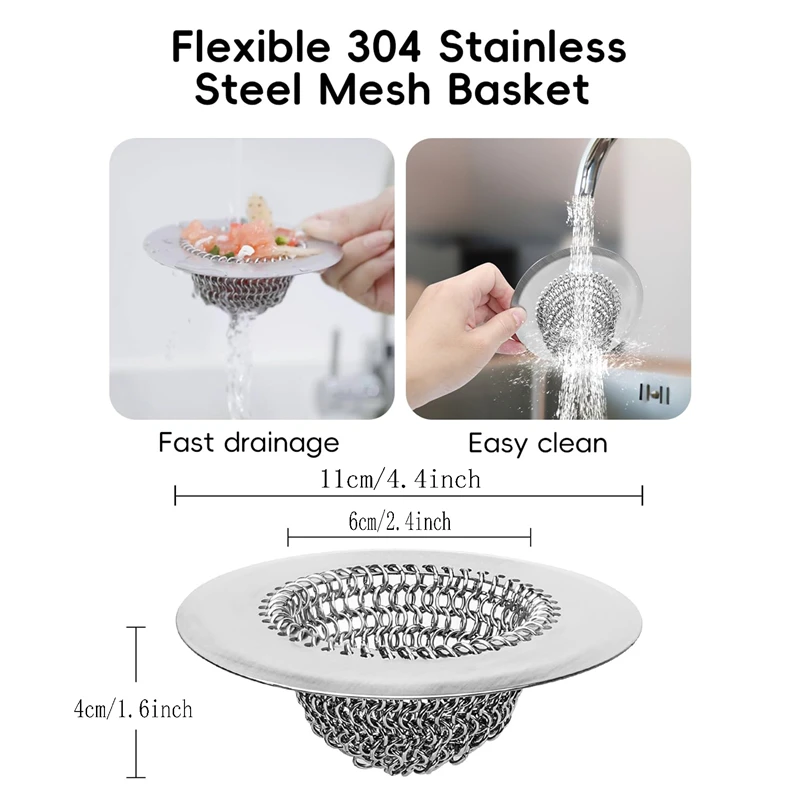 1PCS Household Stainless Steel Sink Filter Pool Bathtub Bathroom Sewer Floor Drain Kitchen Anti-clog Slag Strainer Accessories