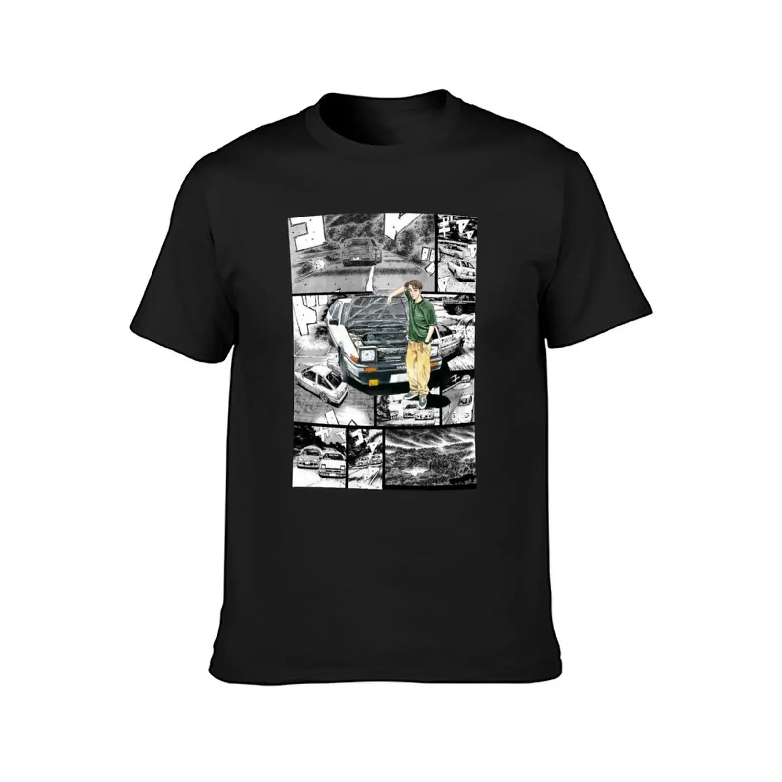 Initial D / Takumi Fujiwara - Manga Wall Design (Version 1) T-Shirt hippie clothes vintage t shirt men