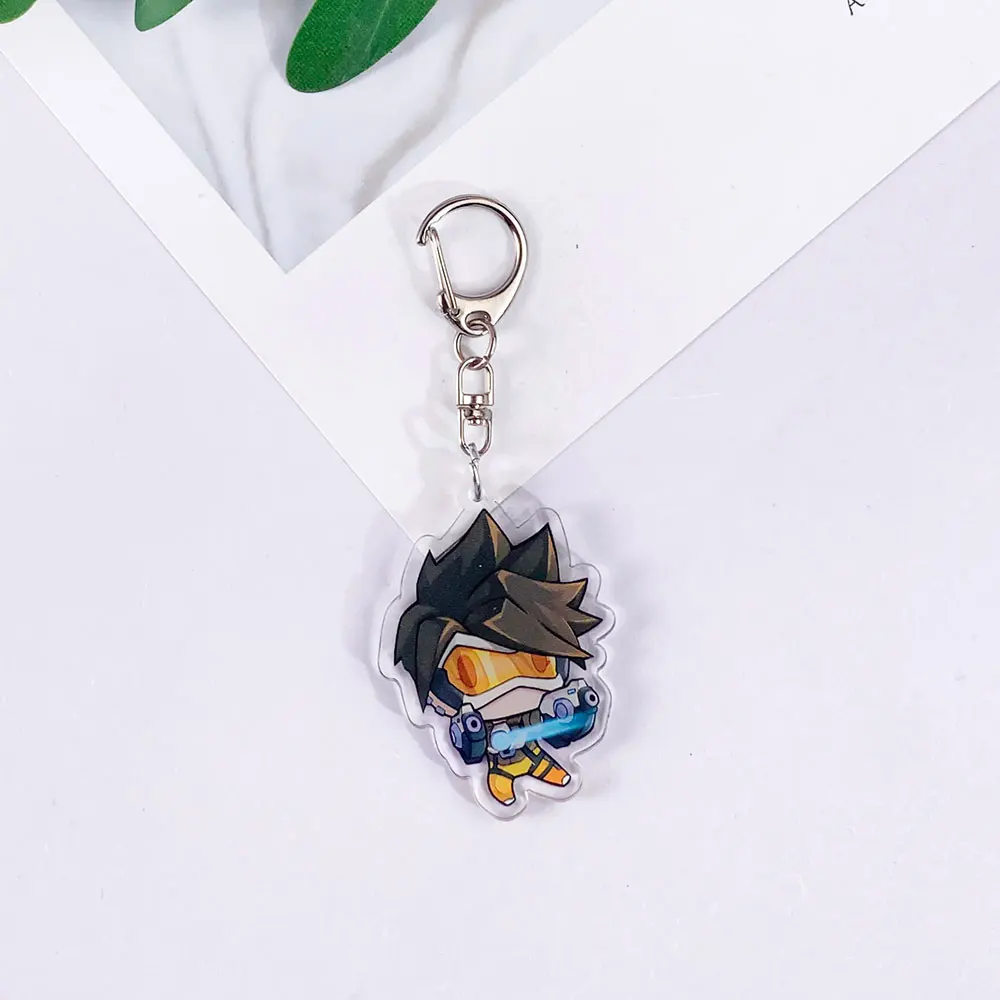 1/18Pcs Shooting Game Overwatch Cute Acrylic Keychain Accessories Cartoon Bag Charm Backpack Pendant Key Ring Gifts For Friends