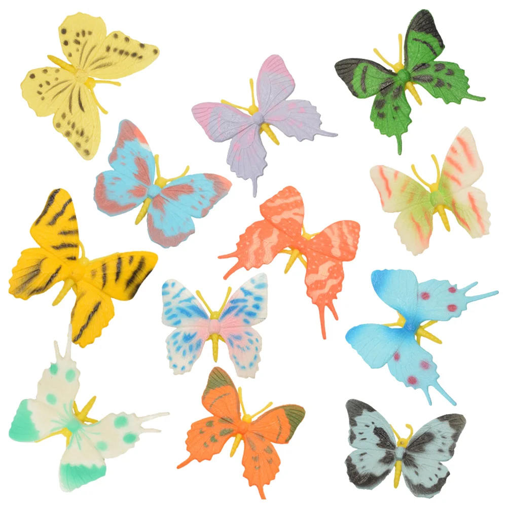 12 Pcs Early Educational Toys Artificial Butterfly Childrens Kids Cognition Crafts Figures Pvc Butterflies Model