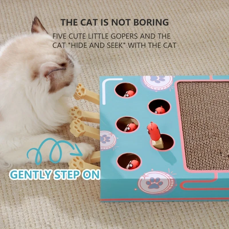 

Pop-Up Game Cat Scratcher - Interactive Corrugated Cardboard Toy for Cats, Multi-Functional Play and Exercise Accessory