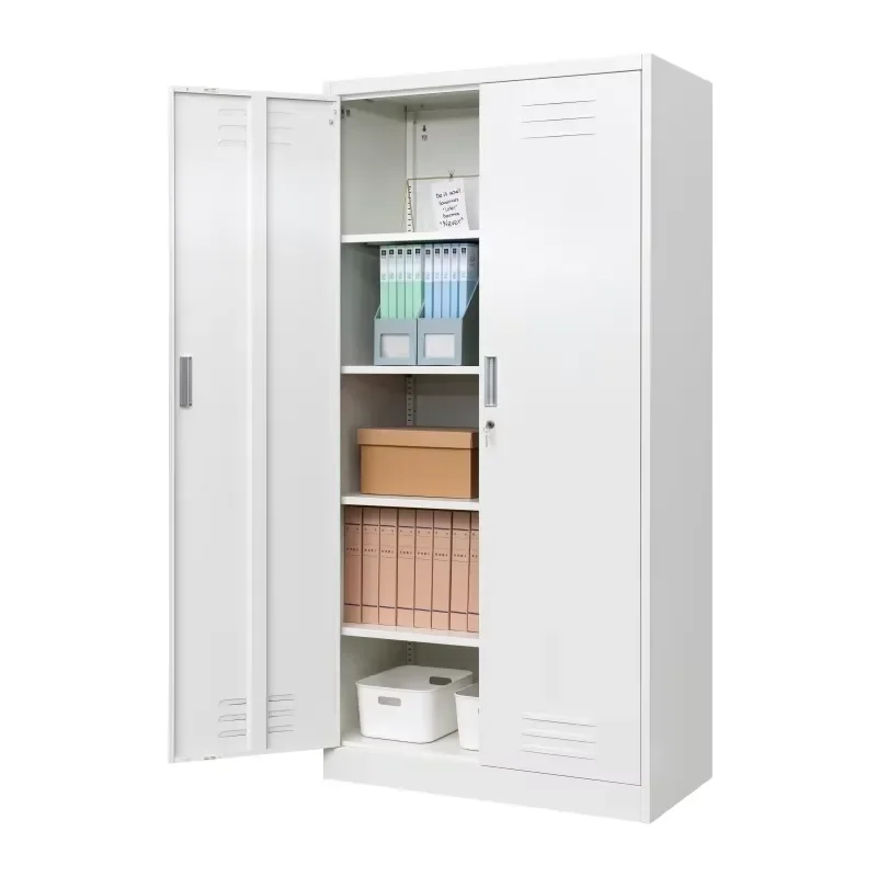 Wholesale 2-Door Metal Filing Cabinet Modern 5-Tier Adjustable Shelves Foldable Storage Cupboard Lock for School Workshop