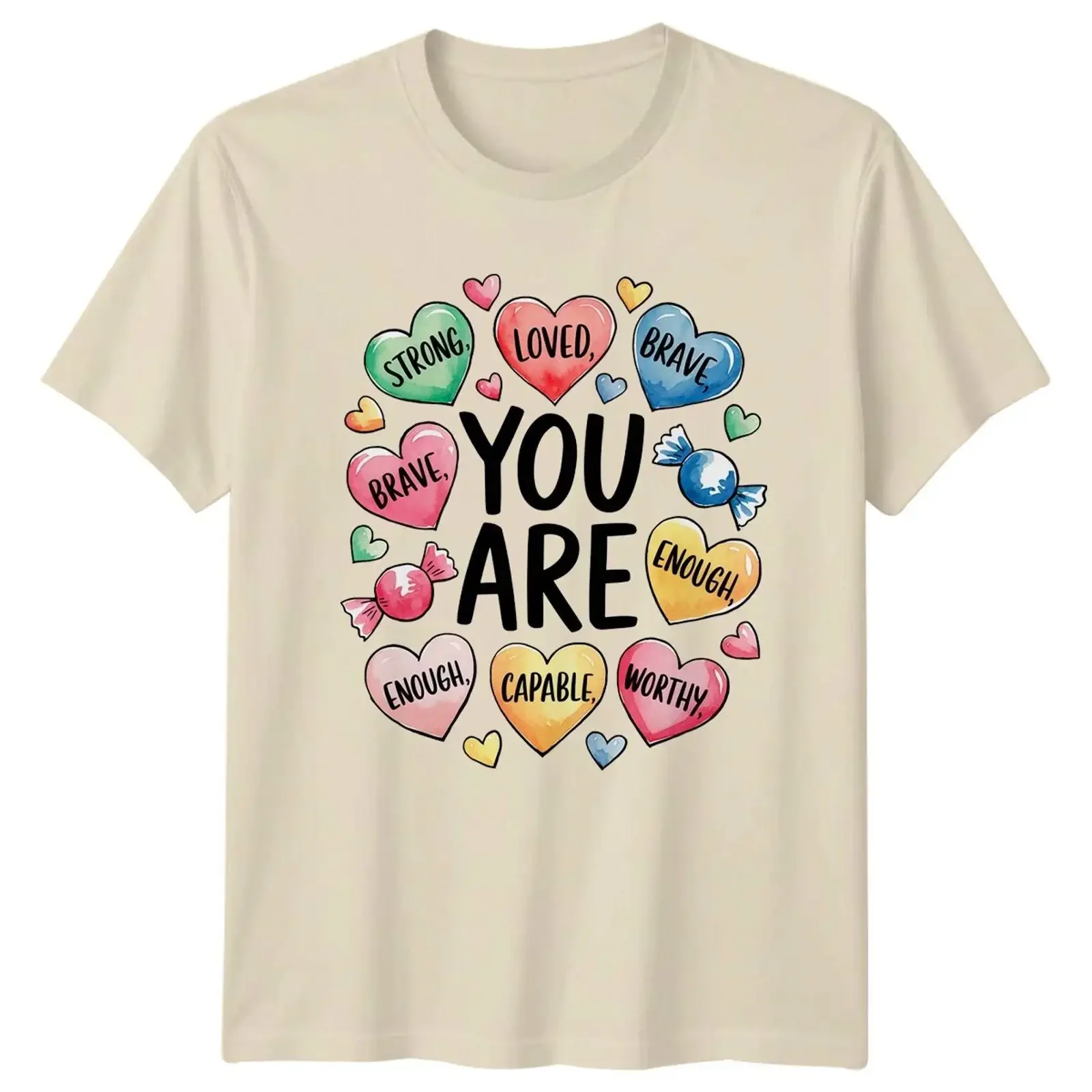 You Are Loved Brave Enough Strong T Shirt Christian Faith vintage Washed graphic Versatile designer clothes fashion homme