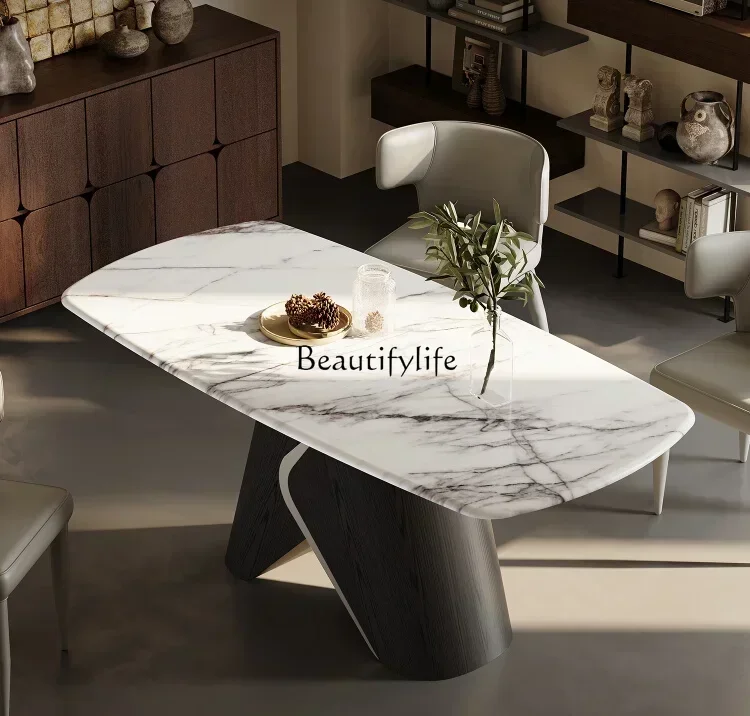 

Marble Dining-Table Italian Minimalist High-End Small Apartment Dining Table Modern Simple and Light Luxury